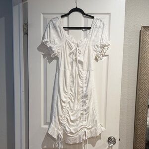 White Eyelet Dress with Ruffle Details